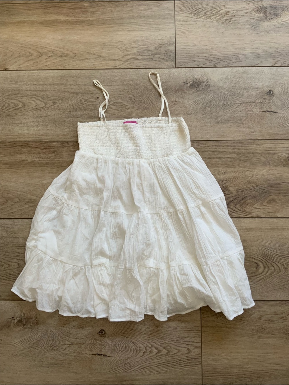 Edikted White Tiered Mini Dress with Smocked Bodice